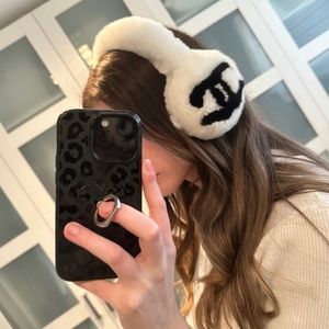 Chanel CC faux fur fluffy earmuffs